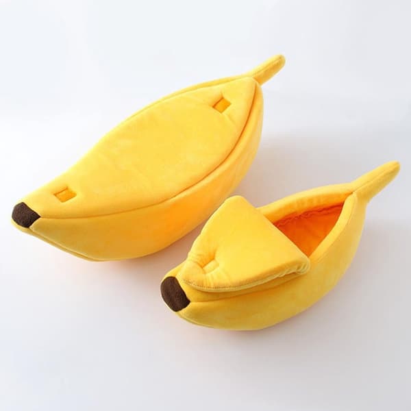 Banana Shaped Pet Bed - Creative Dog & Cat Cave - Warm & Soft Plush Puppy Mat