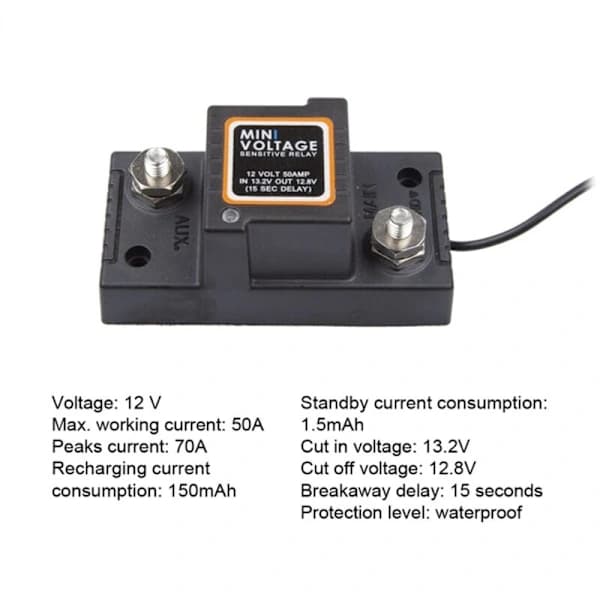 VSR 12V spændingsfølsomt relæ til bil, smart dobbelt batterimonitor, isolator, bilbatterirelæ til autocamper, lastbil