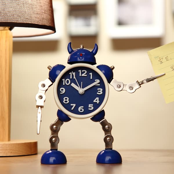 Moderne robotarm til børn - Analog lydløs lysende ur med blinkende øjne og håndklemme