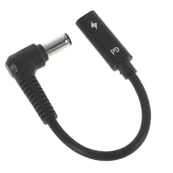 USB C hunn til DC 6.0x0.6mm strømforlengelseskabel for bærbar PC, svart
