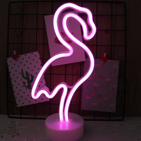 Flamingo Neon Sign with LED Base Decorative Neon Lamp USB/Battery Powered Night Light