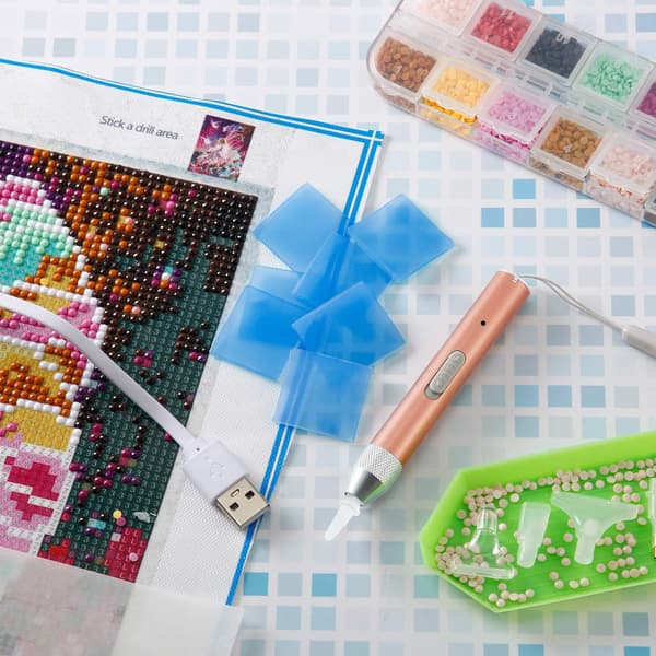 Diamantmalingspen med borrspids og lys 5D DIY Diamant P