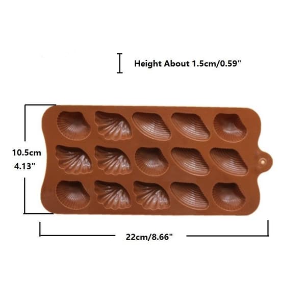 Skjell Ulike 15 stk Pralin Silikonform Sjokolade Brun brown