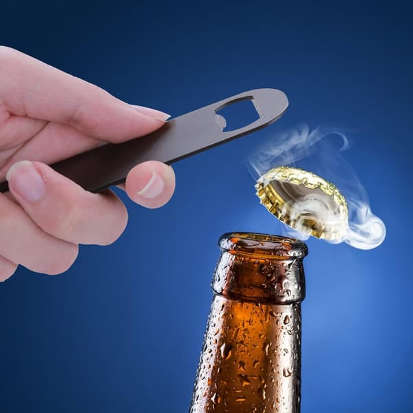 Stainless Steel Bottle Openers for Beer, 2 Pcs Flat Bottle Openers for Bar, Restaurant, Black