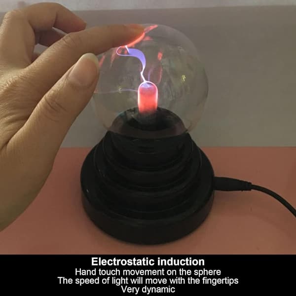 Plasma Ball, Plasma Lamp, 7.5 Centimeter Diameter, Effect Lamp, Lava Lamp, Extra Safe, Touch Sensitive, Corded or Battery Operated, Gift Idea