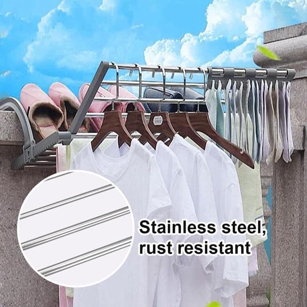 Grey drying rack for radiators, extendable drying rack for balconies, front & back