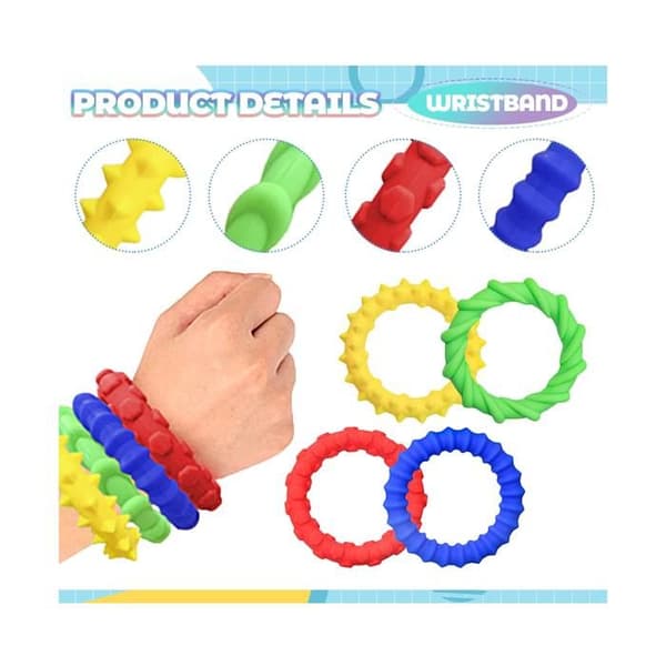 Fidget Leker - Sett med 4 strekkbare sensoriske armbånd - Stressavlastende armbånd - Stressavlastende leker - For barn, gutter og jenter[YJD]