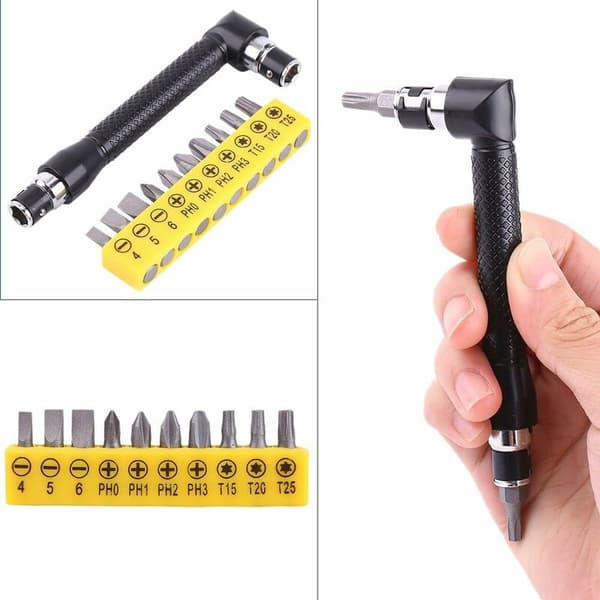 TRIO 10-piece Screwdriver Set with L-shaped Extension Handle, Double Head, Hex Screwdriver, Flat Screwdriver