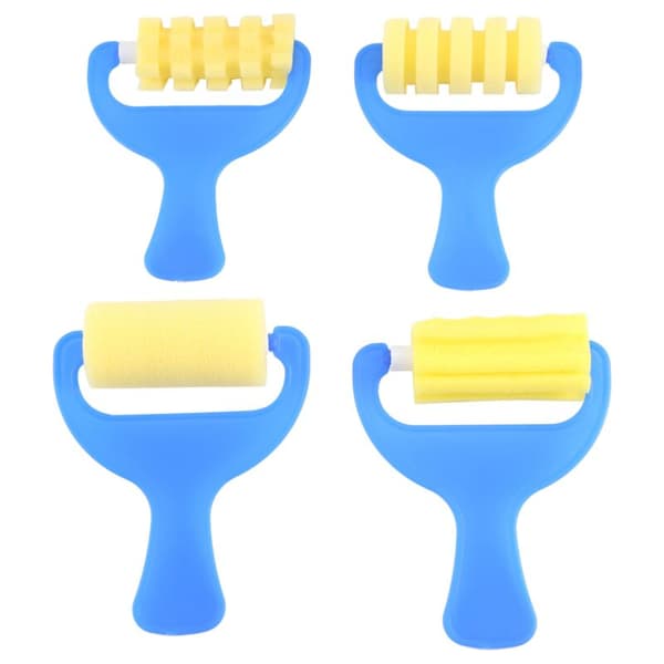 Set med 4 st Svampfärg Rollerborste DIY Barn Målarpenslar Barn Konst Hantverksverktyg