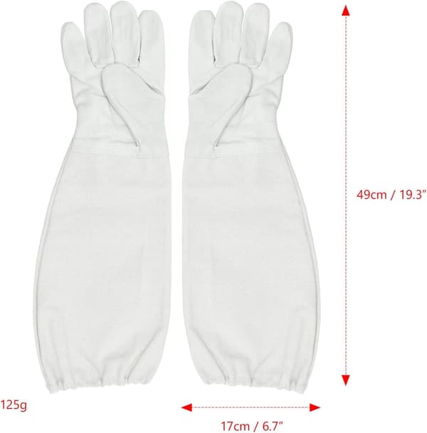 1 par birøkterhansker med ermer, profesjonelle anti-bie-hansker