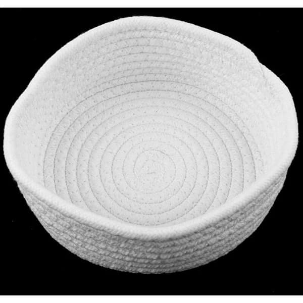 Set of 3 Round Cotton Storage Baskets, Hand-Woven Foldable Organizers for Snacks, Home Office, White 20-26 cm