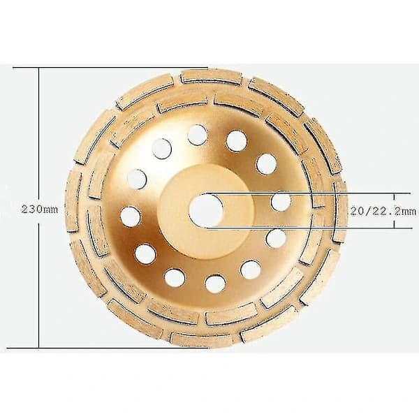 Diamantslibeskive 230 x 22,2 mm - Turbo diamantkopskive til beton, granit, sten