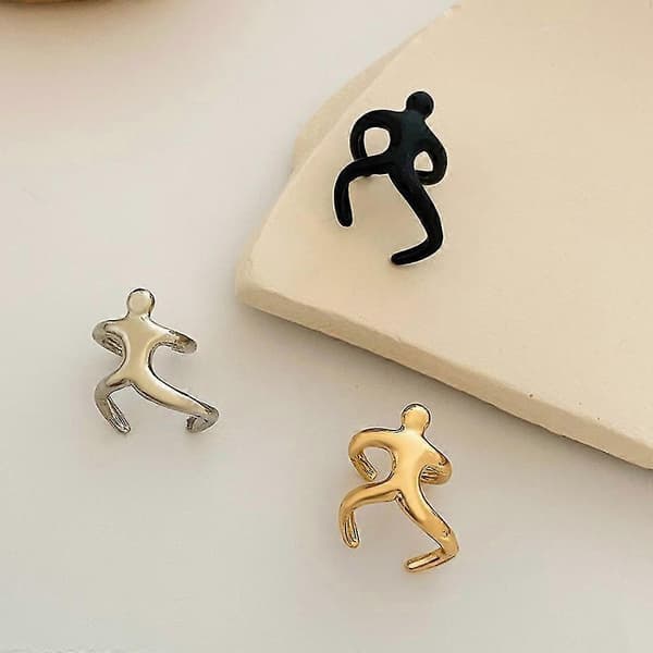 Non-pierced cartilage earring climbing man ear cuff small punk clip-on earring[jkw] Silver Silver