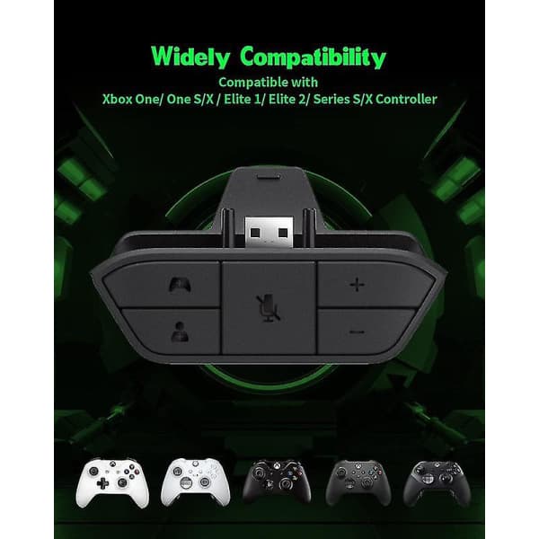 Stereo Headset Adapter Lyd Mikrofon Hodetelefonkonverter for Xbox Juster Lydbalanse