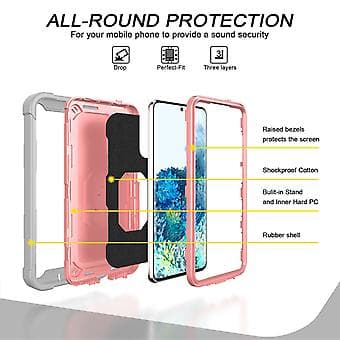 Til Samsung Galaxy S20 FE / FE 5G PC + gummideksel (gråhvit rosegull)