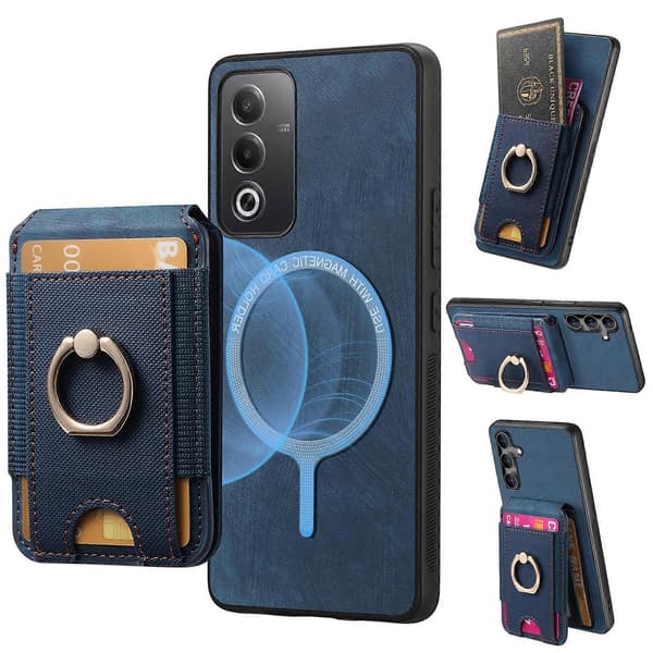 Retro Ställ Kortfodral för OPPO Find X5 Pro [DB] Blå Blue