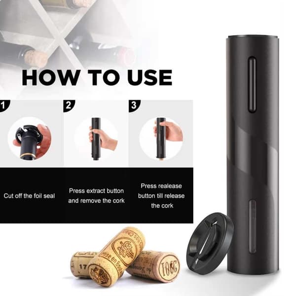 Electric Wine Opener Corkscrew with Foil Cutter Black black