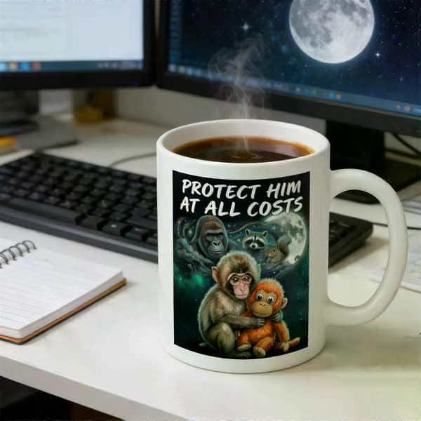 Mama Punch Monkey Ceramic Coffee Mug - Novelty Mug for Gifts & Daily Use