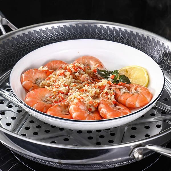 Dampbakke til køkken 24/26/28/32/34/36cm, Dampstativ med flere specifikationer til restaurantkøkken E