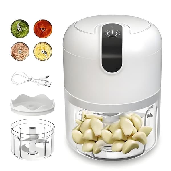250 ml Elektrisk Hvidløgshakker - Kraftfuld Mini Foodprocessor til Hvidløg, Kød og Mere 264