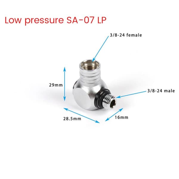 Dykker slangeadapter 360 graders justerbar forbindelse roterbar adapter lavtryksdykkerregulator forbindelse
