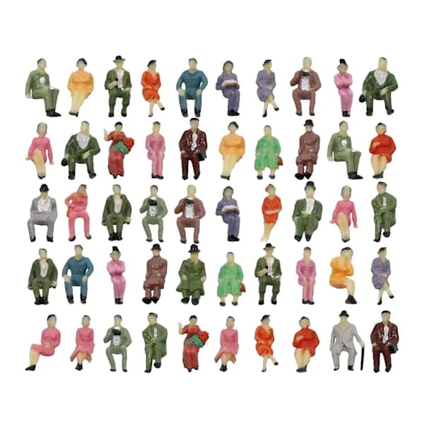 50 Pieces 1:87 Scale Painted Figures People Figurines for Model Train Sand Table