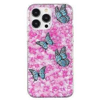iPhone 15 Pro IMD-deksel med mønster i TPU (fargerik sommerfugl)