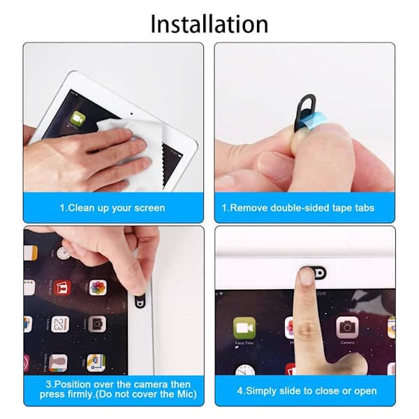 3-pakning webkamerabeskyttelse - Webkameralokk - Spionbeskyttelse Svart one size