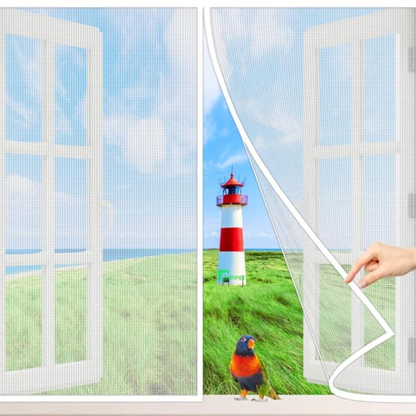Magnetic Window Screen 120x150 cm White Insect Net Easy Installation Compatible with Patio Doors Interior Automatic Closing