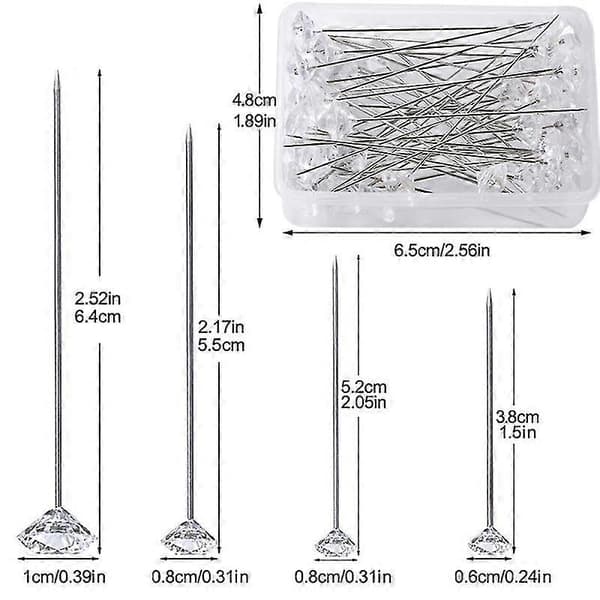 50/100 Pieces Diamond Head Pin Transparent Map Pin for Cork Board Sewing Pins for Fabric Clothes DIY Sewing Craft