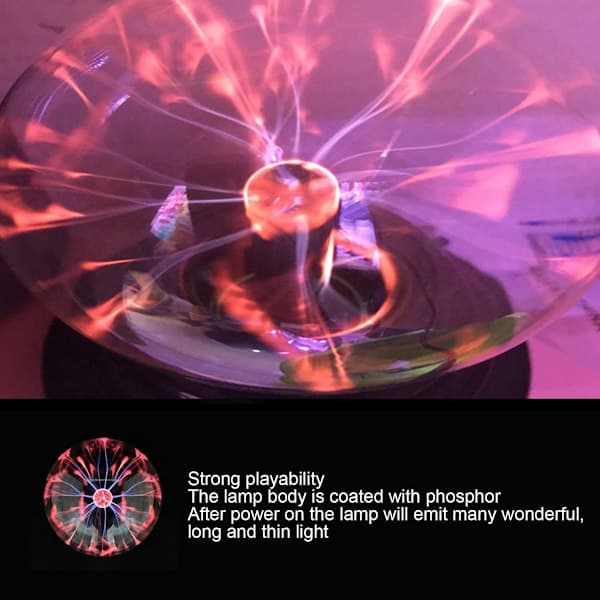 Plasma Ball, Plasma Lamp, 7.5 Centimeter Diameter, Effect Lamp, Lava Lamp, Extra Safe, Touch Sensitive, Corded or Battery Operated, Gift Idea