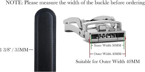 Men's Belt Buckle, Automatic Buckle, Sliding Buckle for Leather Belt - Black
