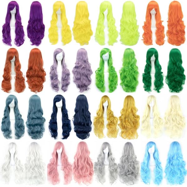Long Curly Anime Character Cosplay Wig 80cm (Sky Blue)-FX-