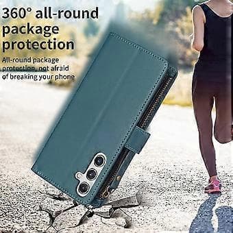 PU-læderpungcover med stativ til Samsung Galaxy A15 4G/5G (Grøn)