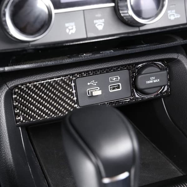 For 11th 2022 Fiber Car USB Charging Switch Button Panel Frame Trim Interior Sticker Accessories