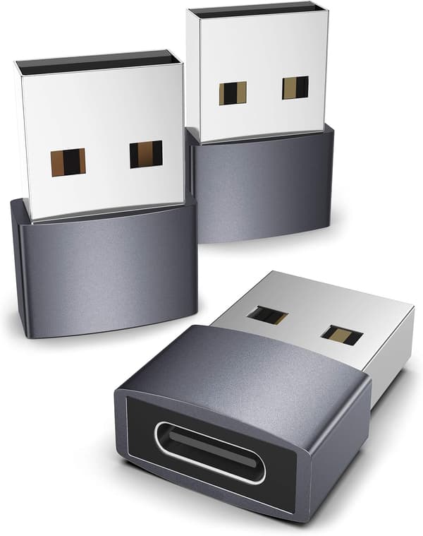 Harmaa USB C - USB-sovitin 3 kpl Yhteensopiva iPhone 13 12 Pr:n kanssa