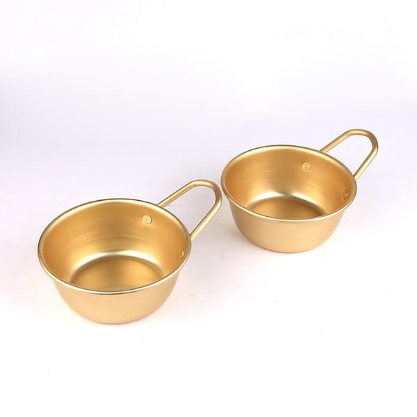 Korean Traditional Round Aluminum Rice Bowl Wine Cup with Handle for Makgeolli