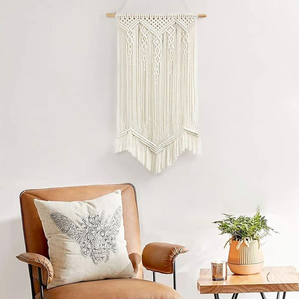 Macrame Wall Hanging, Boho Woven Wall Hangings, Handmade Cotton Wall Decor for Bedroom Decor
