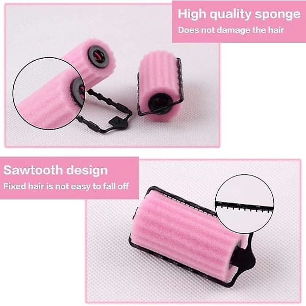 Hårrullar Svamp DIY Hårrullar Set Små Magiska Locktänger Skumrullar (Rosa) - 6 st