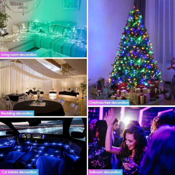 Fairy Lights RGB, 10 meter 100 LED lyslenker, synkroniser med musikk