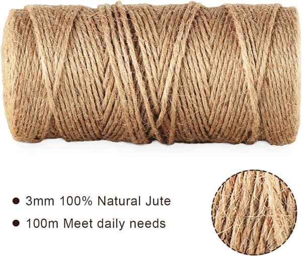Hagesnor 3,5 cm jutetau med 100 klesklyper