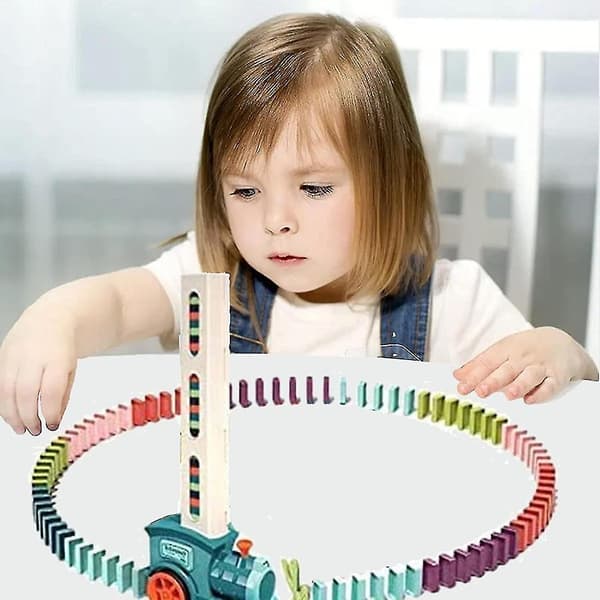 Domino Train Toys - 60-piece Building Set, Automatic Laying Electric Train, Children