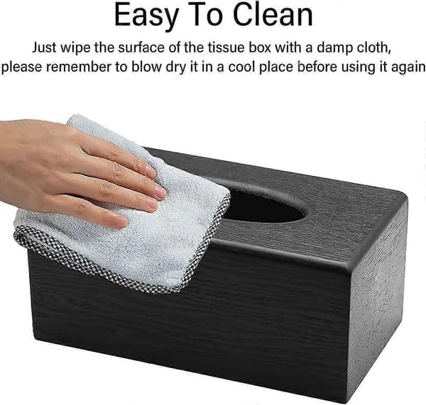 Servietboks Træ Servietboks Rektangulær Ansigtsservietdispenserholder til Køkken Stue Restaurant og Hotel (Sort)