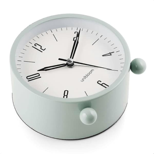 Silent Alarm Clock - Non-Ticking Analog Alarm Clock With Warm Light - Minimalist Round
