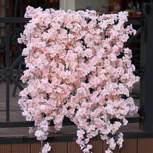 Kunstig kirsebærblomst-girlander 180 cm - 3-pakning for hage og balkong