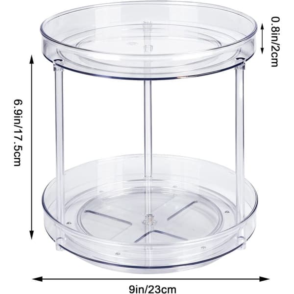 Swivel Kitchen Cabinet 2-Tier Spice Refrigerator Lazy Susan Rack Spice Rack Kitchen Storage Organizer 23cm