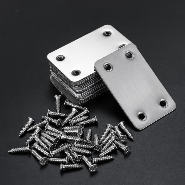 20-pack perforerad platt monteringsplatta, fast rak platt platta, hörnkoppling, kopplingsplatta - silver (38x60 mm)