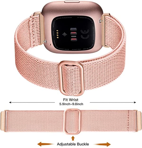 Smartwatch elastisk nylonrem, solo, kompatibel med Fitbit Versa / Fitbit Versa 2, blødt nylonvævet justerbart sportsarmbånd, kvinder og mænd