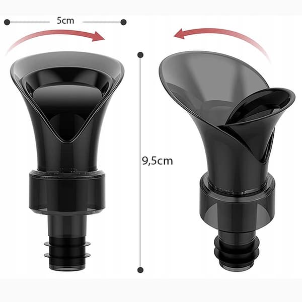 2-i-1 Vinlufter Dekanter Flaskeprop med Forsegling sort black