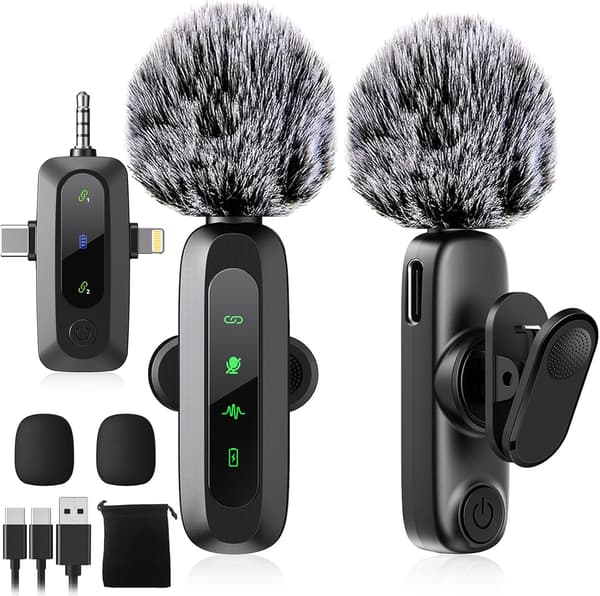 3-in-1 langattomat lavalier-mikrofonit iPhone Android -kameralaitteille Tiktok Youtube Vlog-tallennukseen